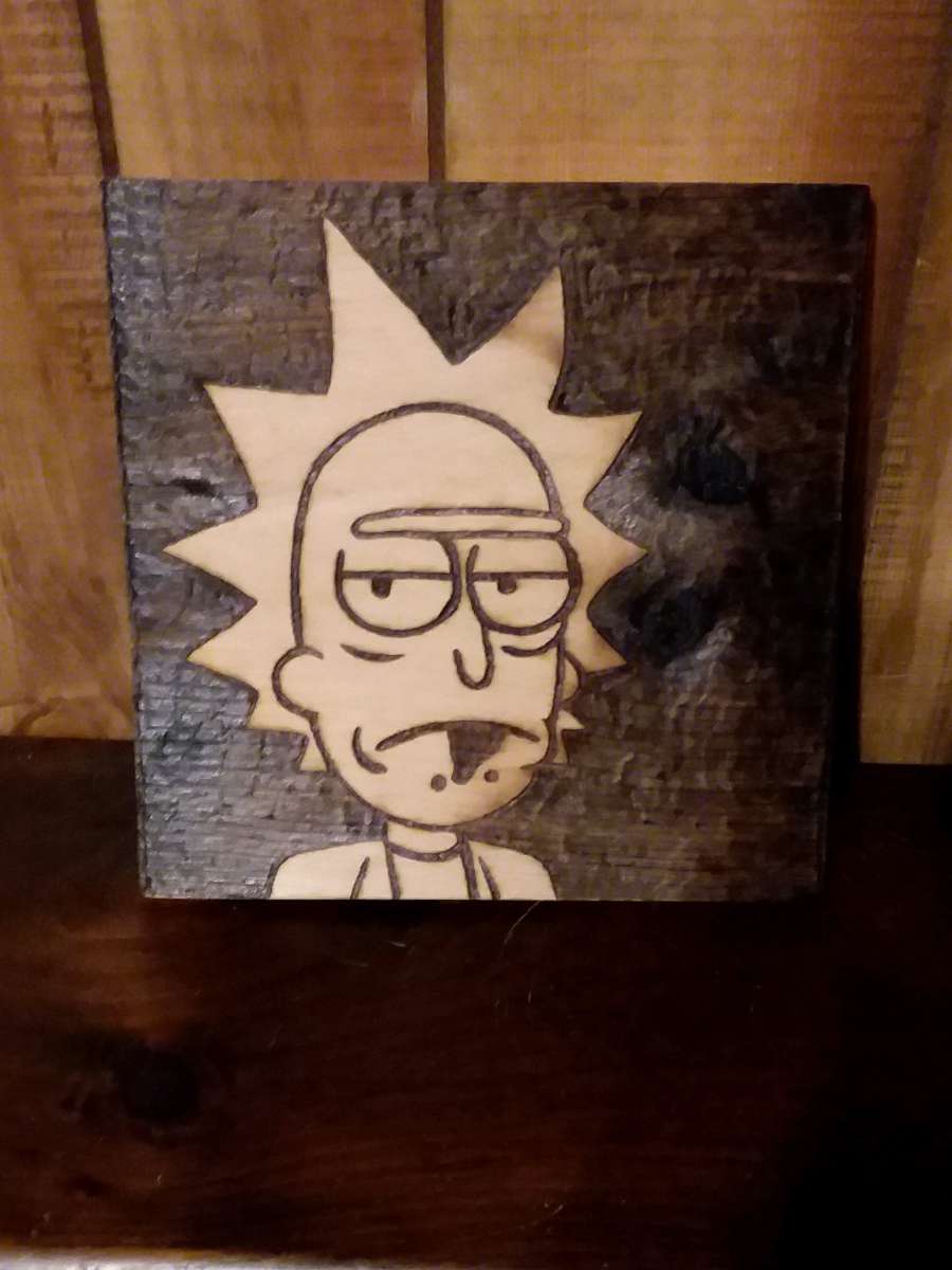 Rick Morty decor pyrography