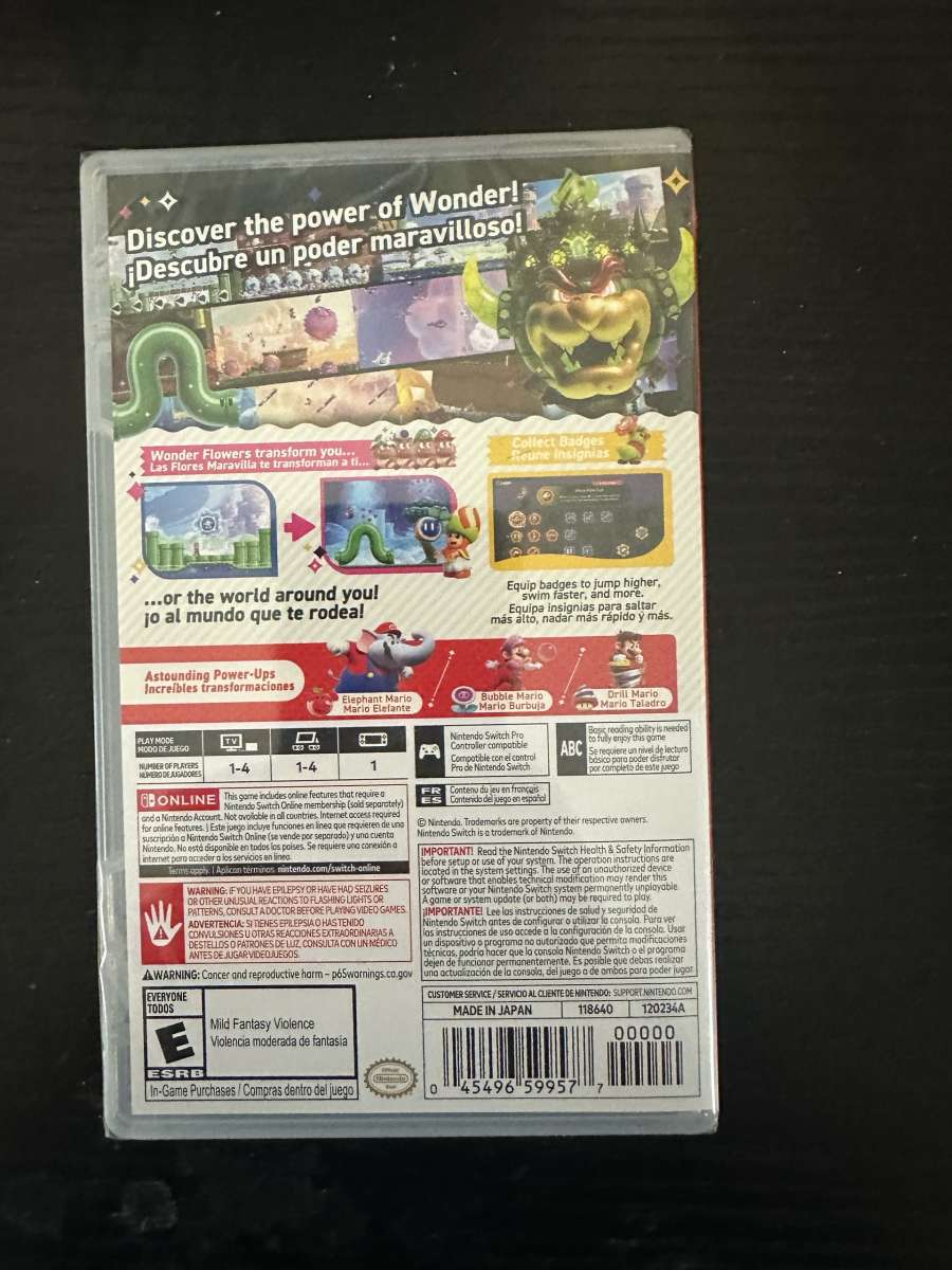 Nintendo Super Mario Bros Wonder  Red Green Blue