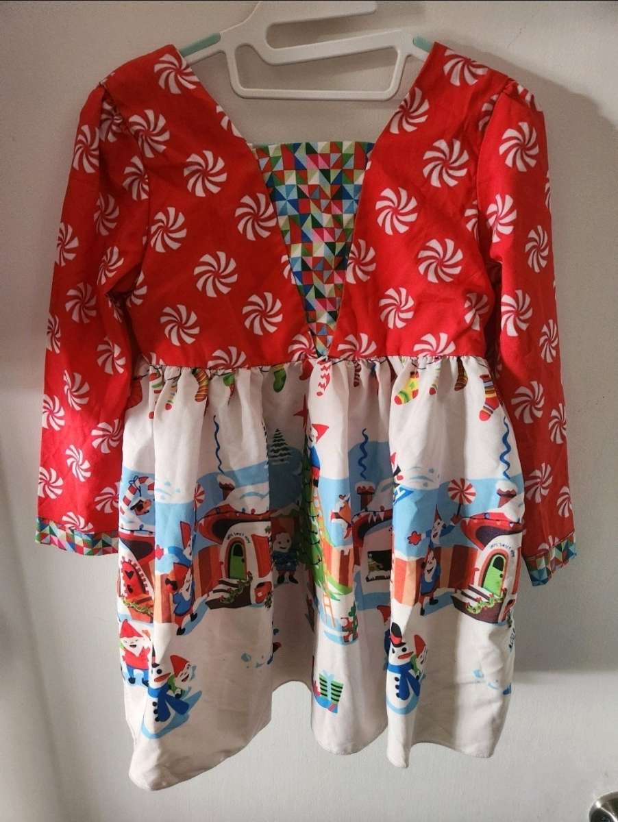 Girl Red and white christmas dress