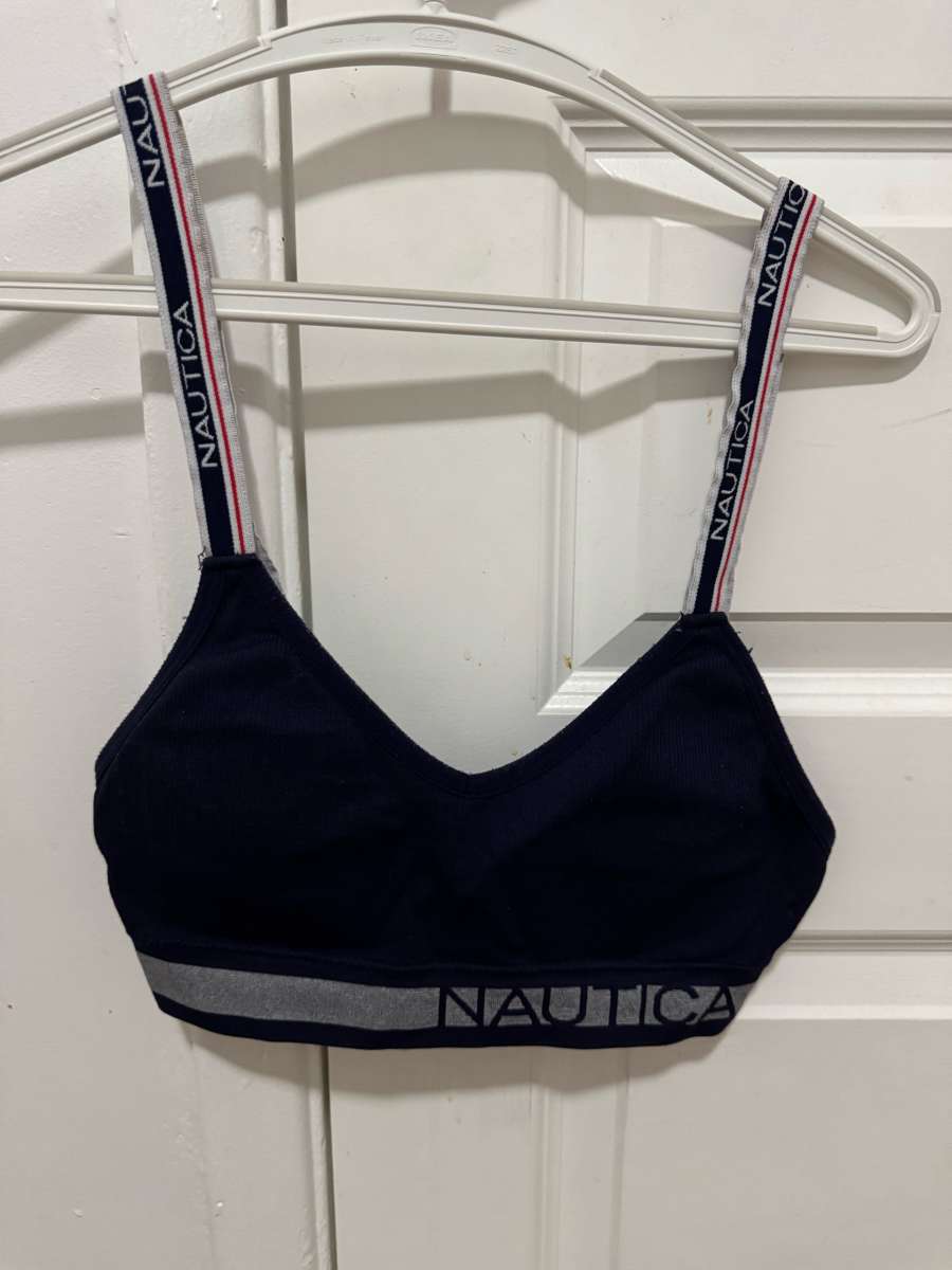 Nautica Navy Blue Sports Bra with Logo Straps