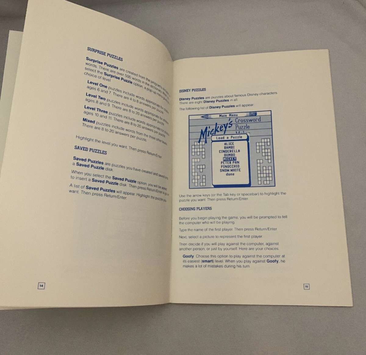 Disney Software Mickeys Crossword Puzzle Maker  User Guide U