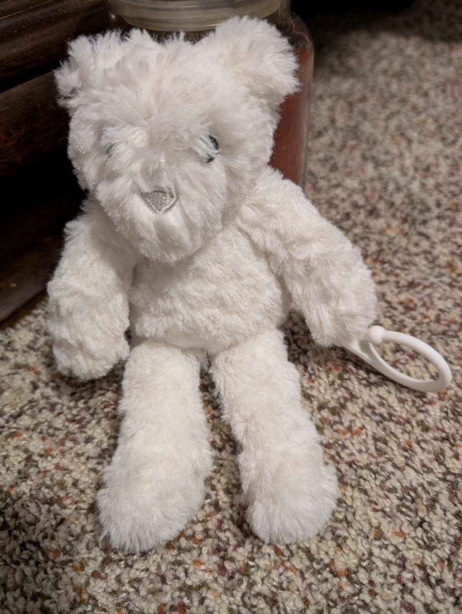 Plush bear pacifier holder