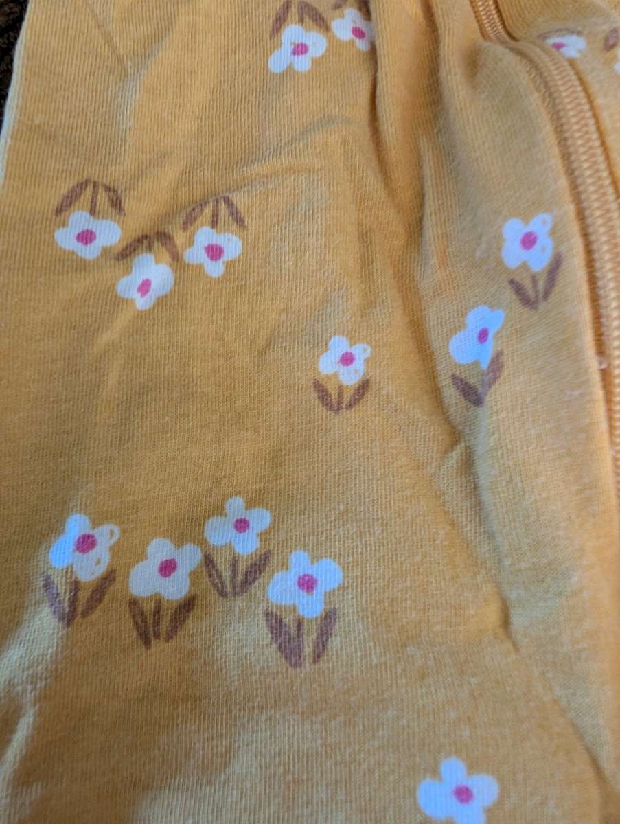 Baby yellow sleepsuit with feet and hat