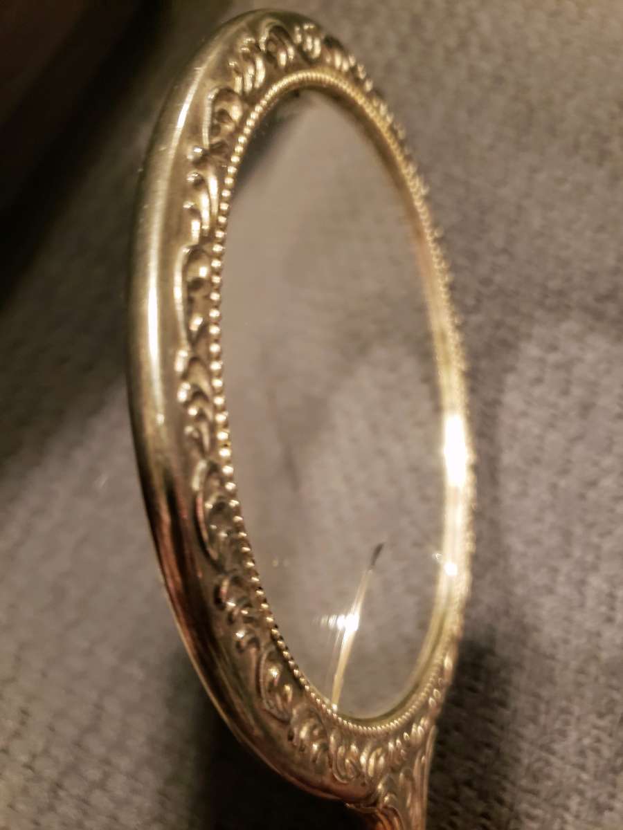 Vintage Silver Plated Vanity Set with Handheld Mirror and Br