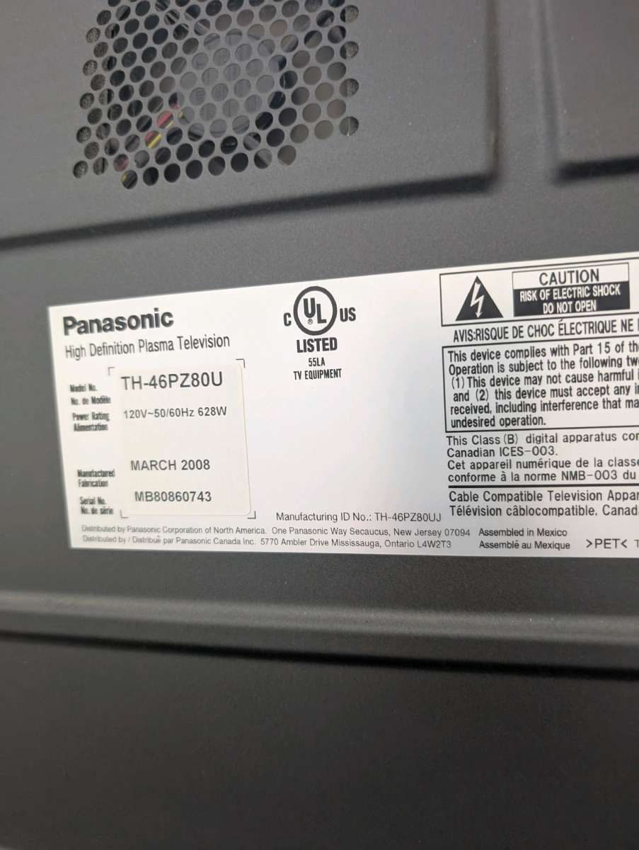Panasonic 46 Inch High Definition Plasma TV
