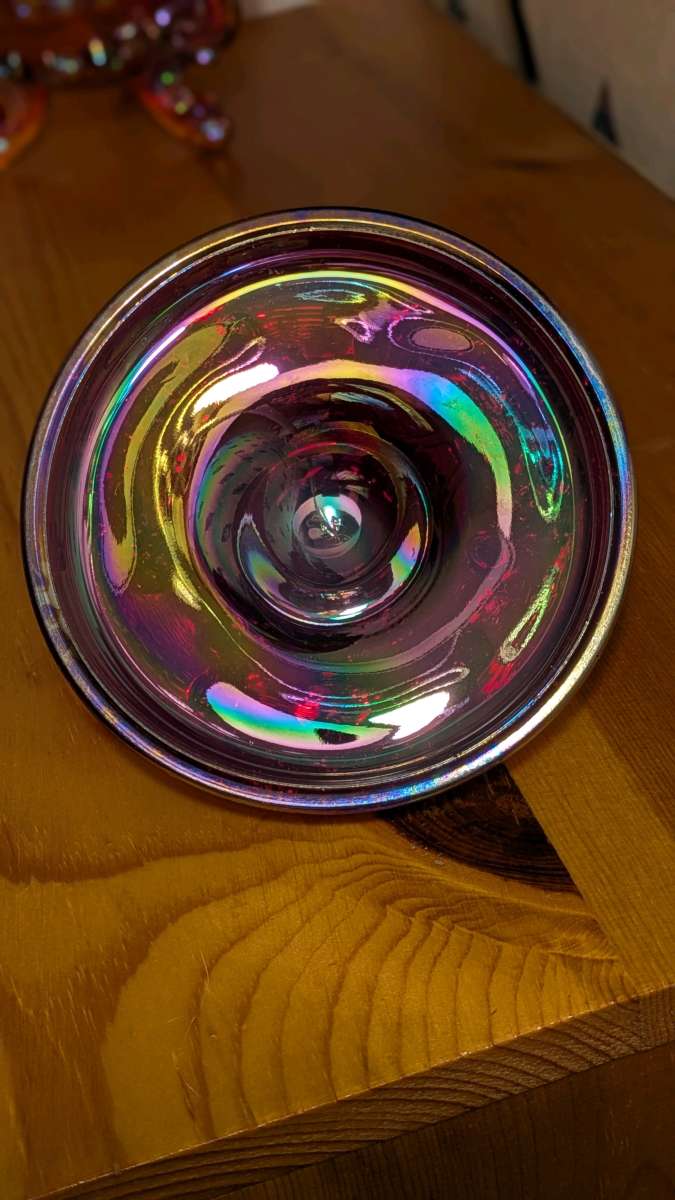 Vintage Red Glass Fenton Shell and Dollfin Carnival Glass Ca