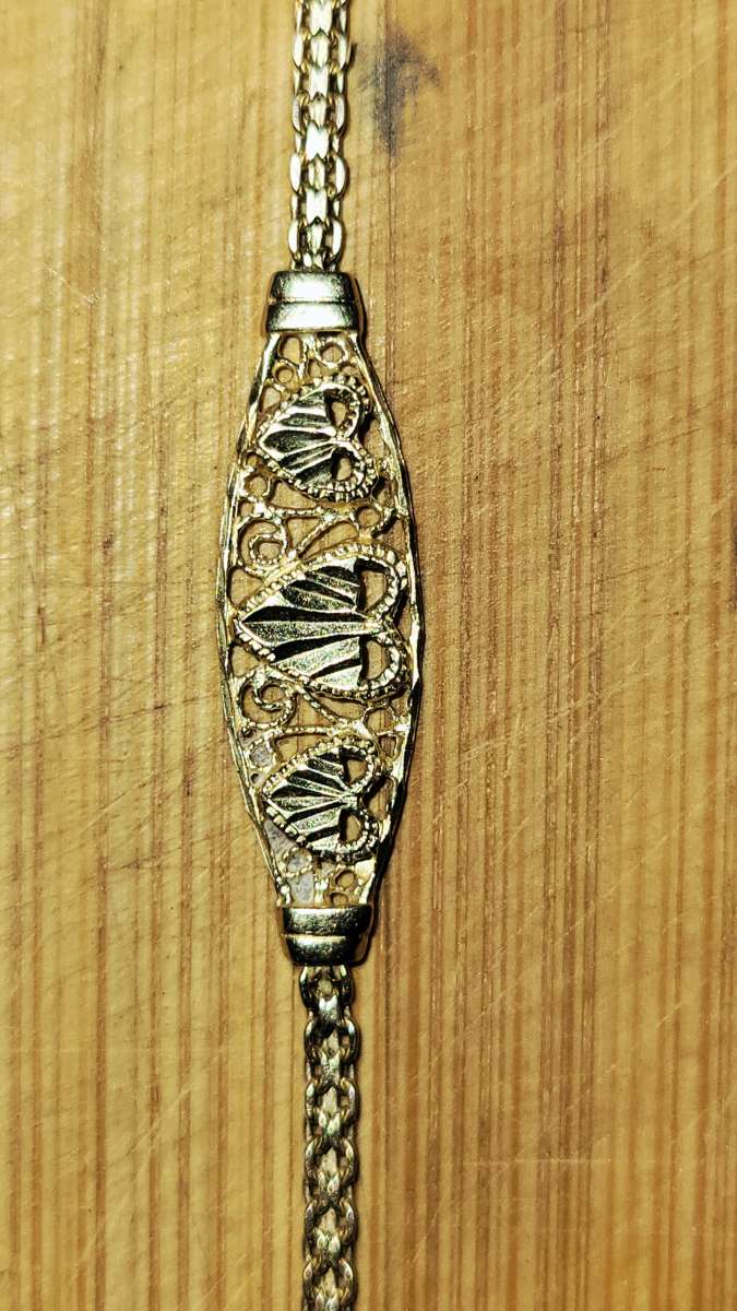 14kt Bracelet Diamond engraved Hearts