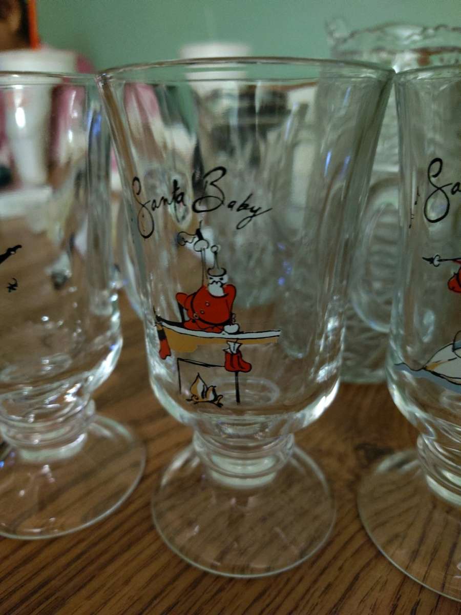 Pottery Barn Santa Baby Irish coffee mugs set of 4