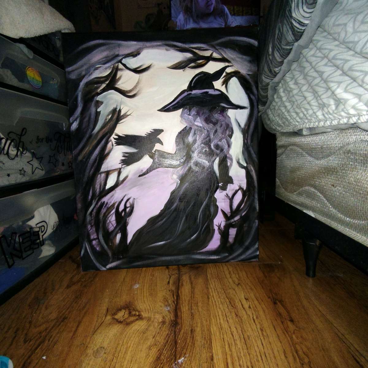 handmade purple witch painting