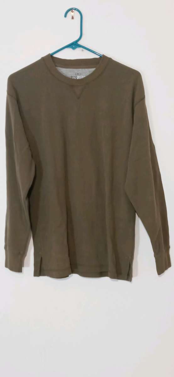 Mens Long Sleeve Waffle Print Dress Shirt Medium