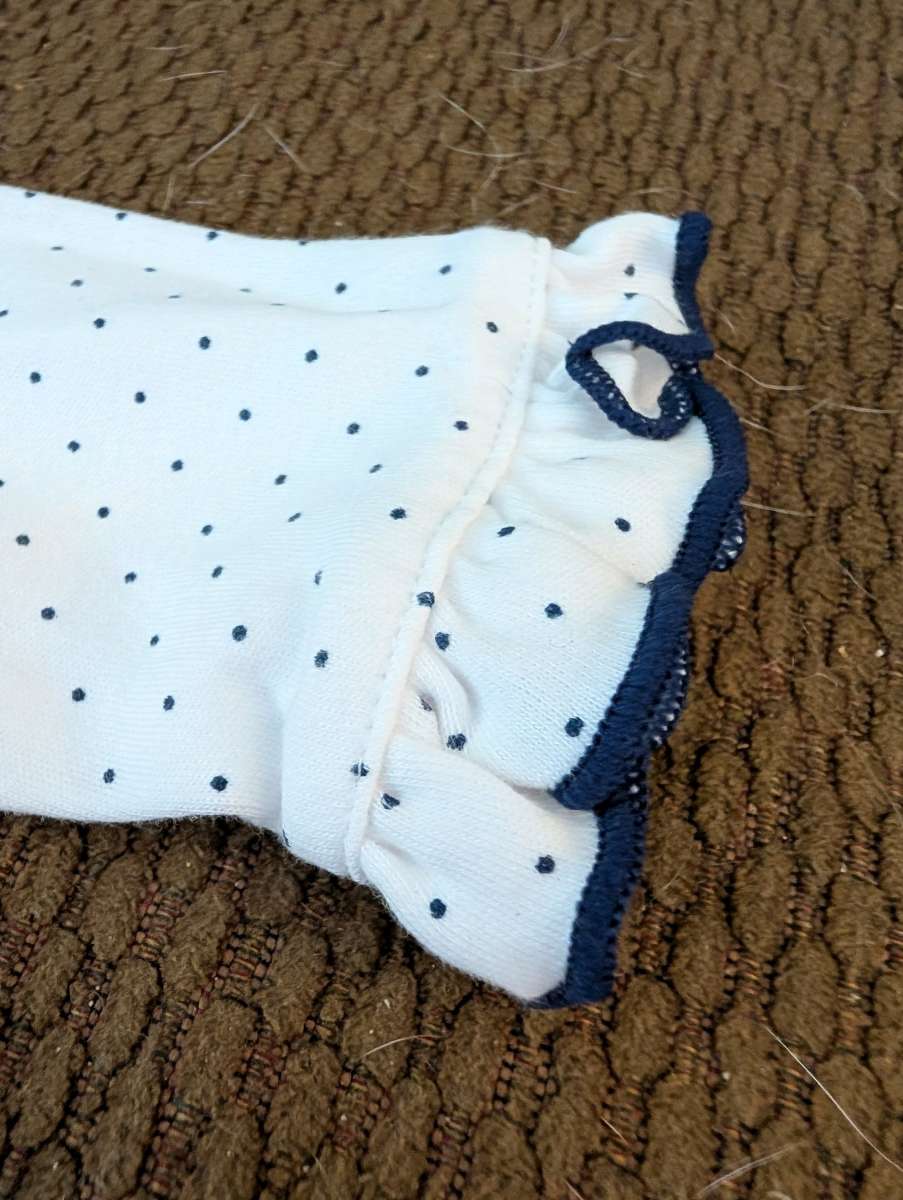 Baby white with blue dots sleepsuit with feet