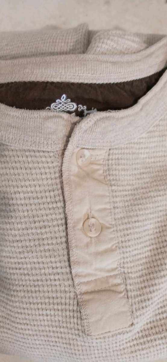 Mens Long Sleeve Waffle Dress Shirt Large