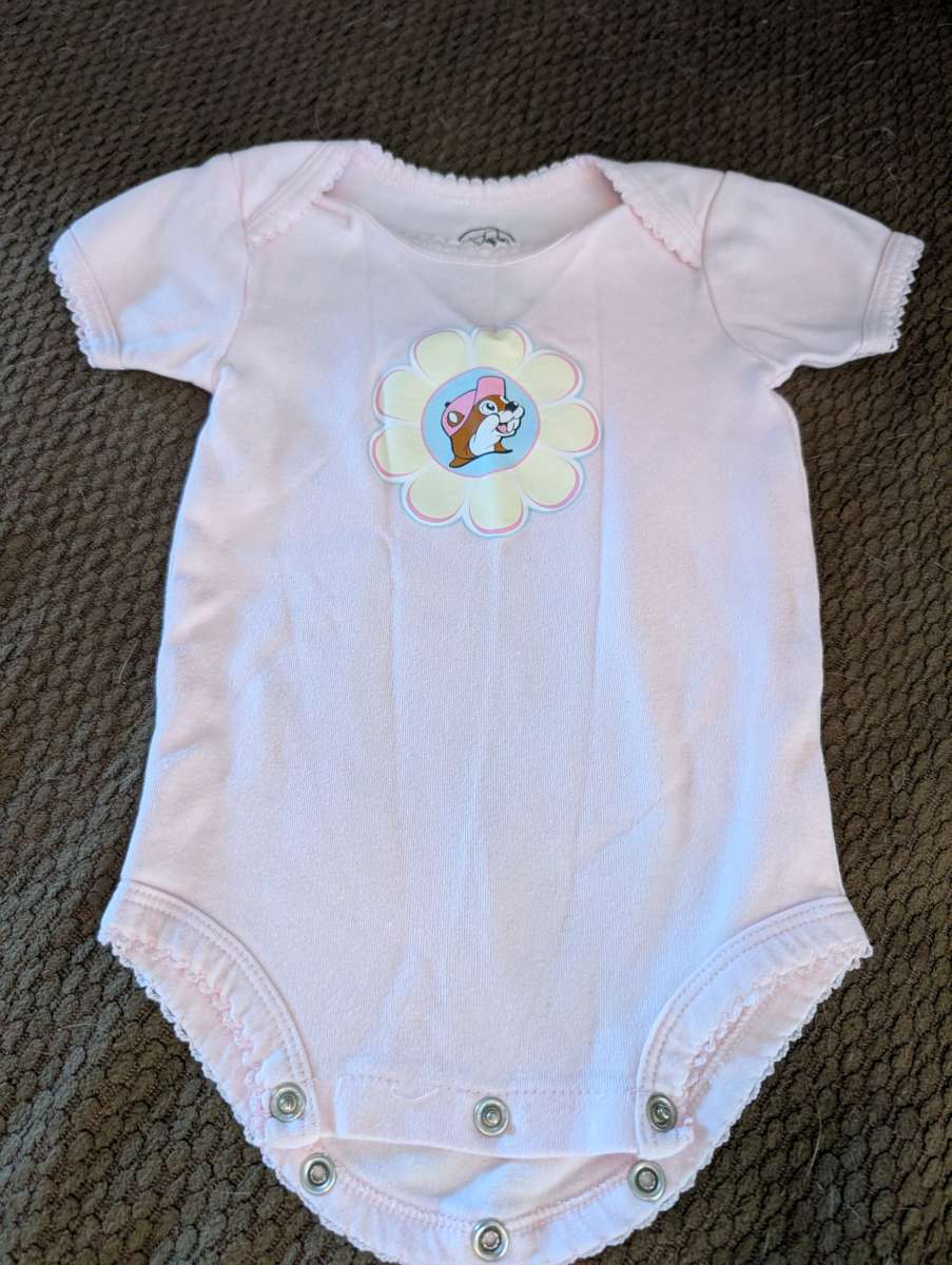 Baby pink Bucee onesie