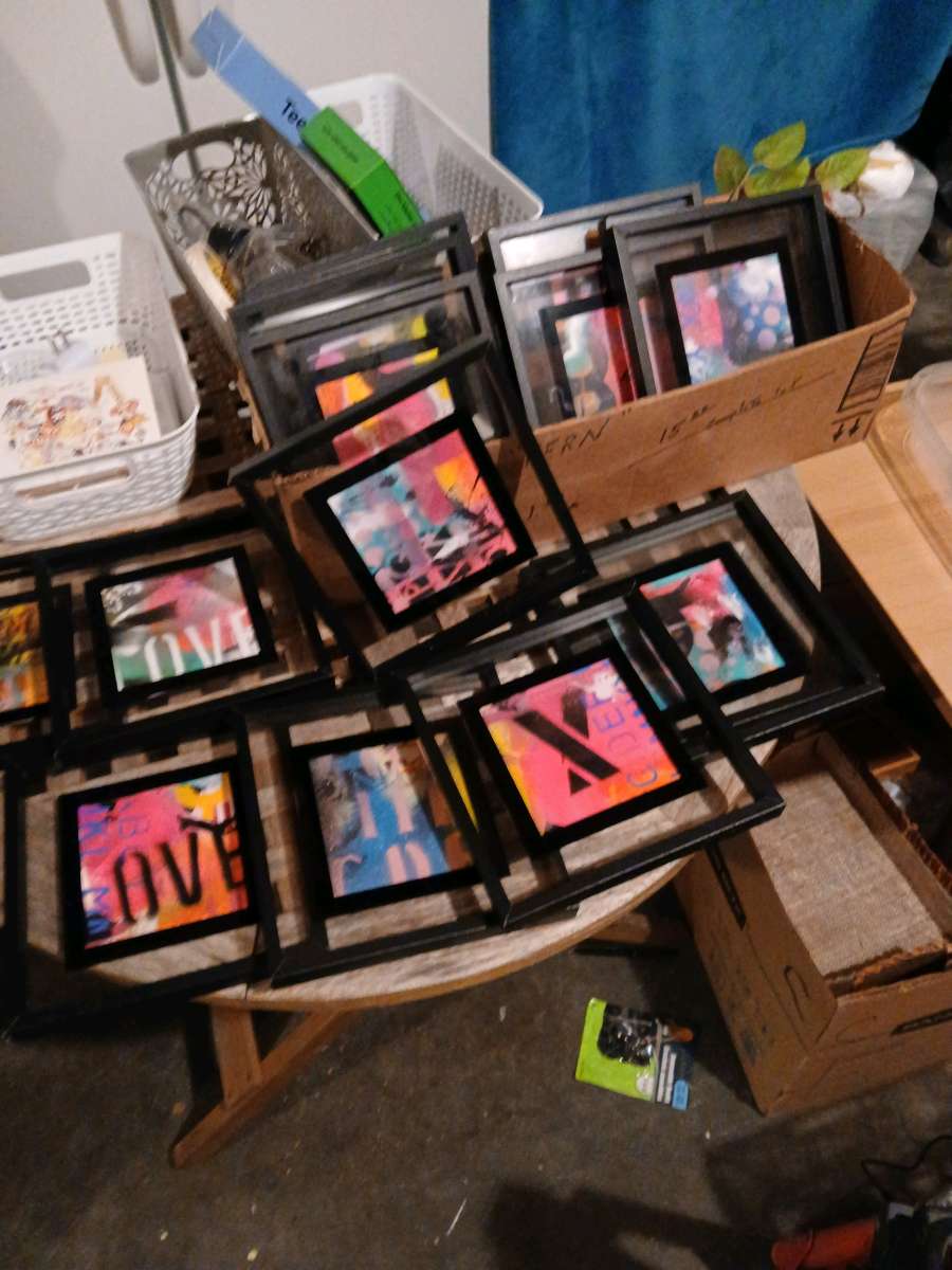 15 6x6 framed original art work by Fern