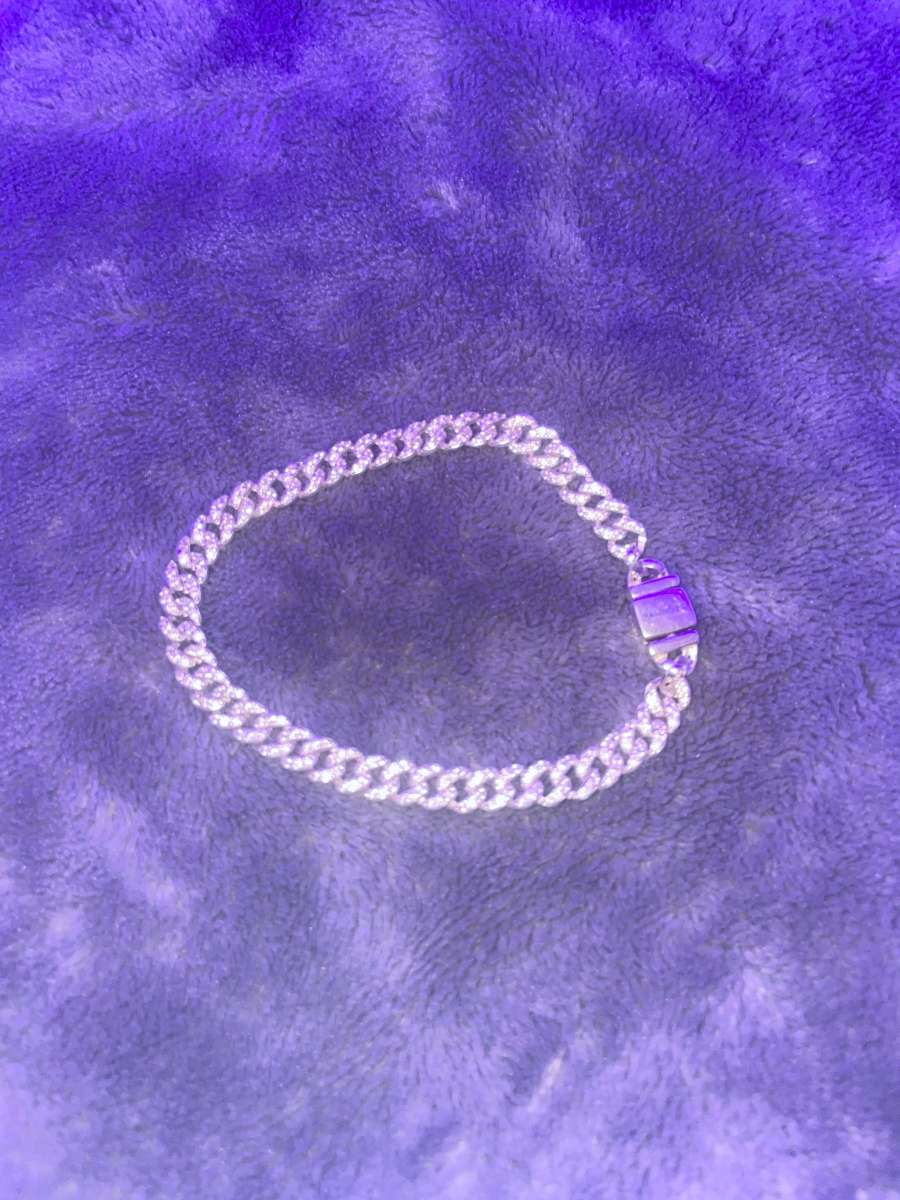 Pav Cuban Chain Bracelet Sterling silver