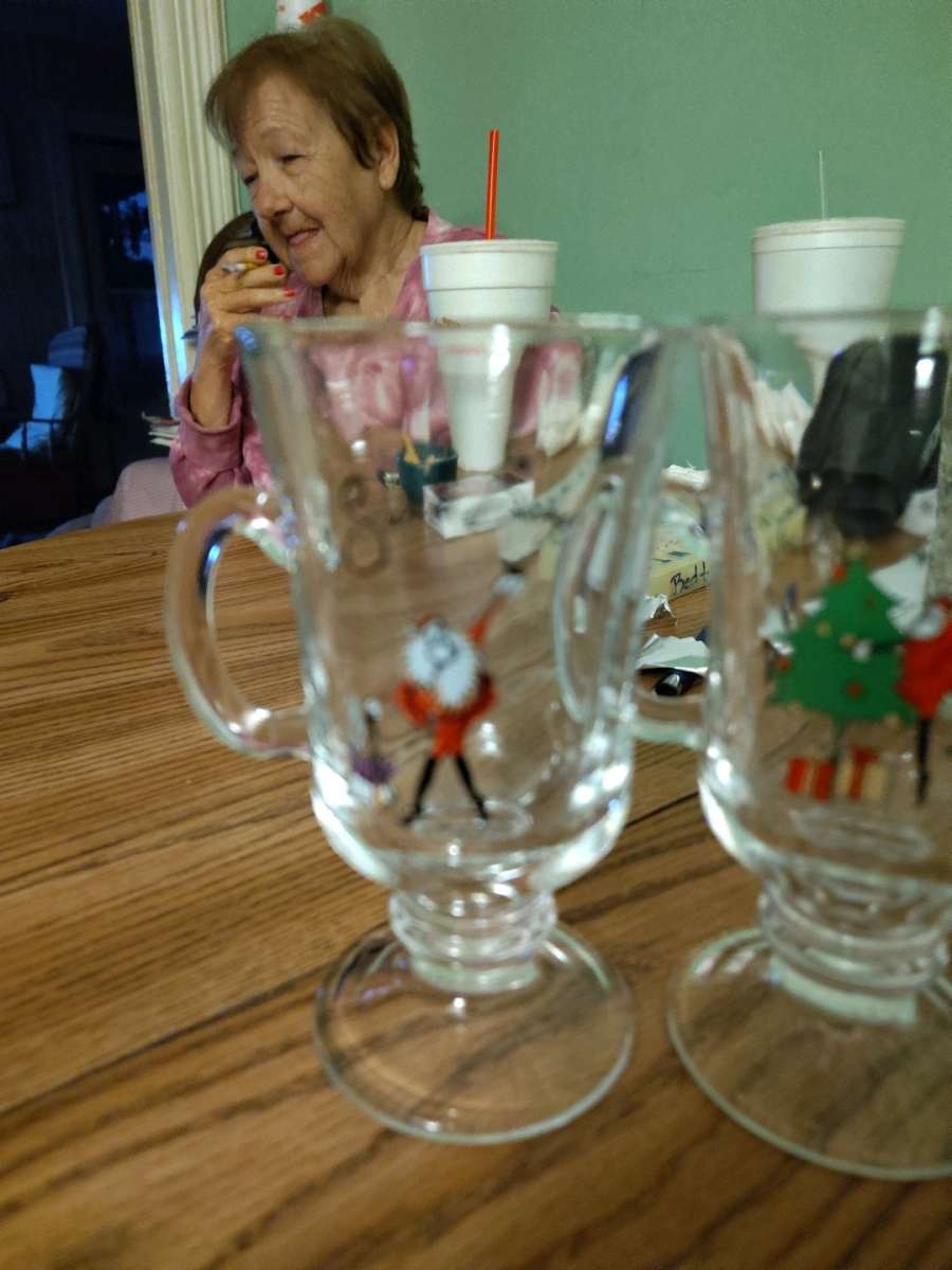 Pottery Barn Santa Baby Irish coffee mugs set of 4