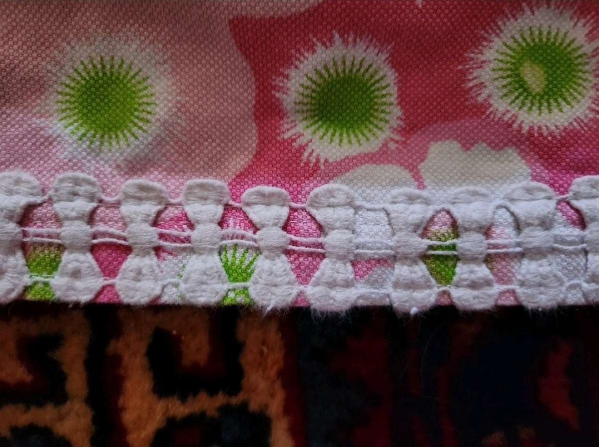 Girl pink dress with green accents