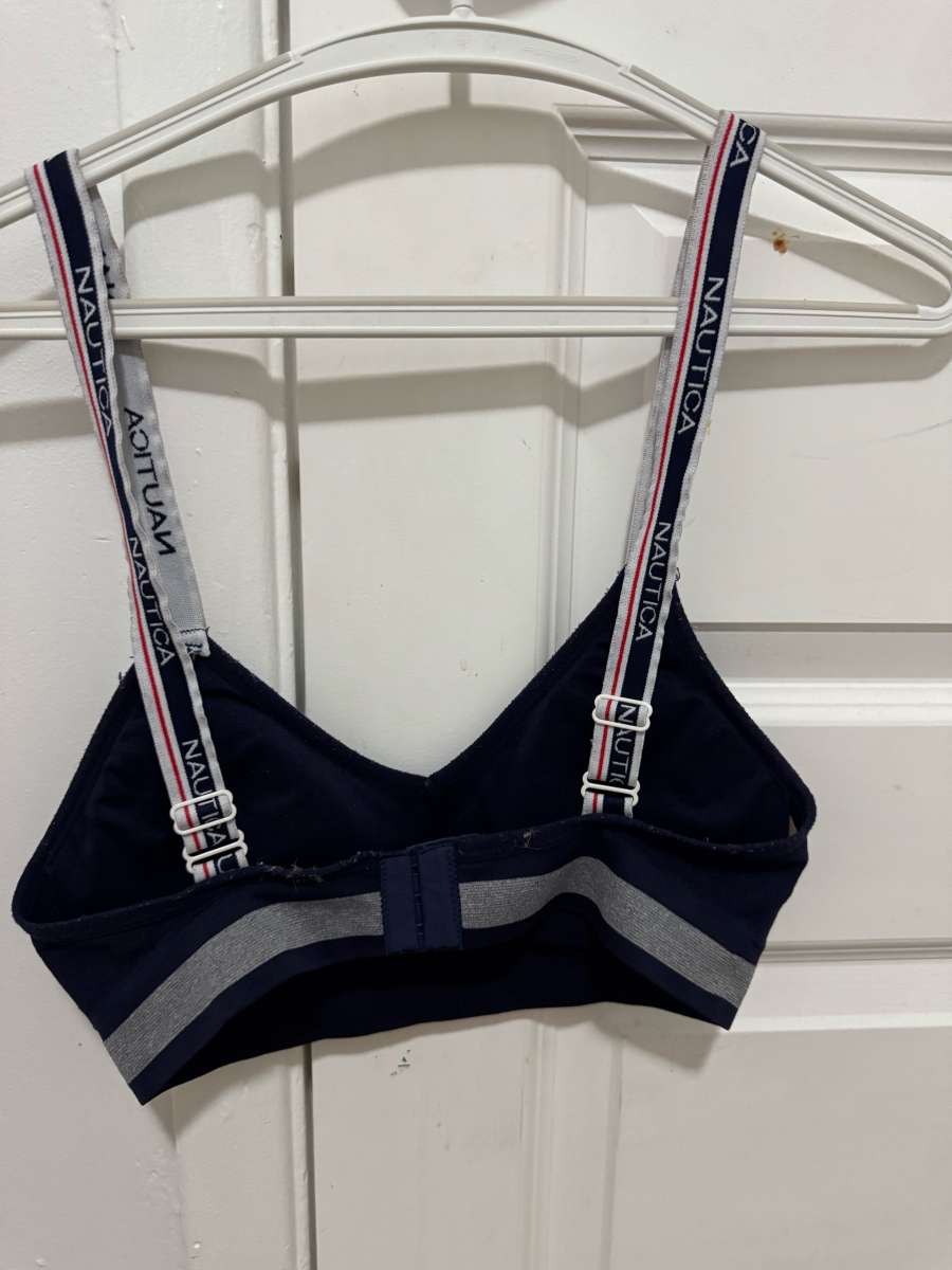 Nautica Navy Blue Sports Bra with Logo Straps