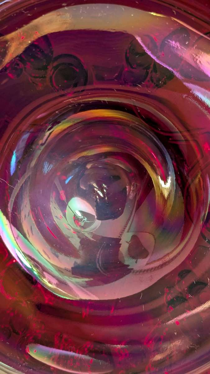 Vintage Red Glass Fenton Shell and Dollfin Carnival Glass Ca