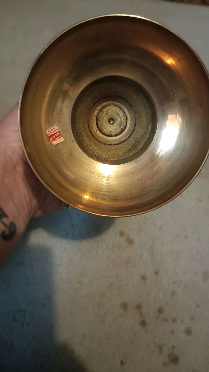 brass hand painted vase