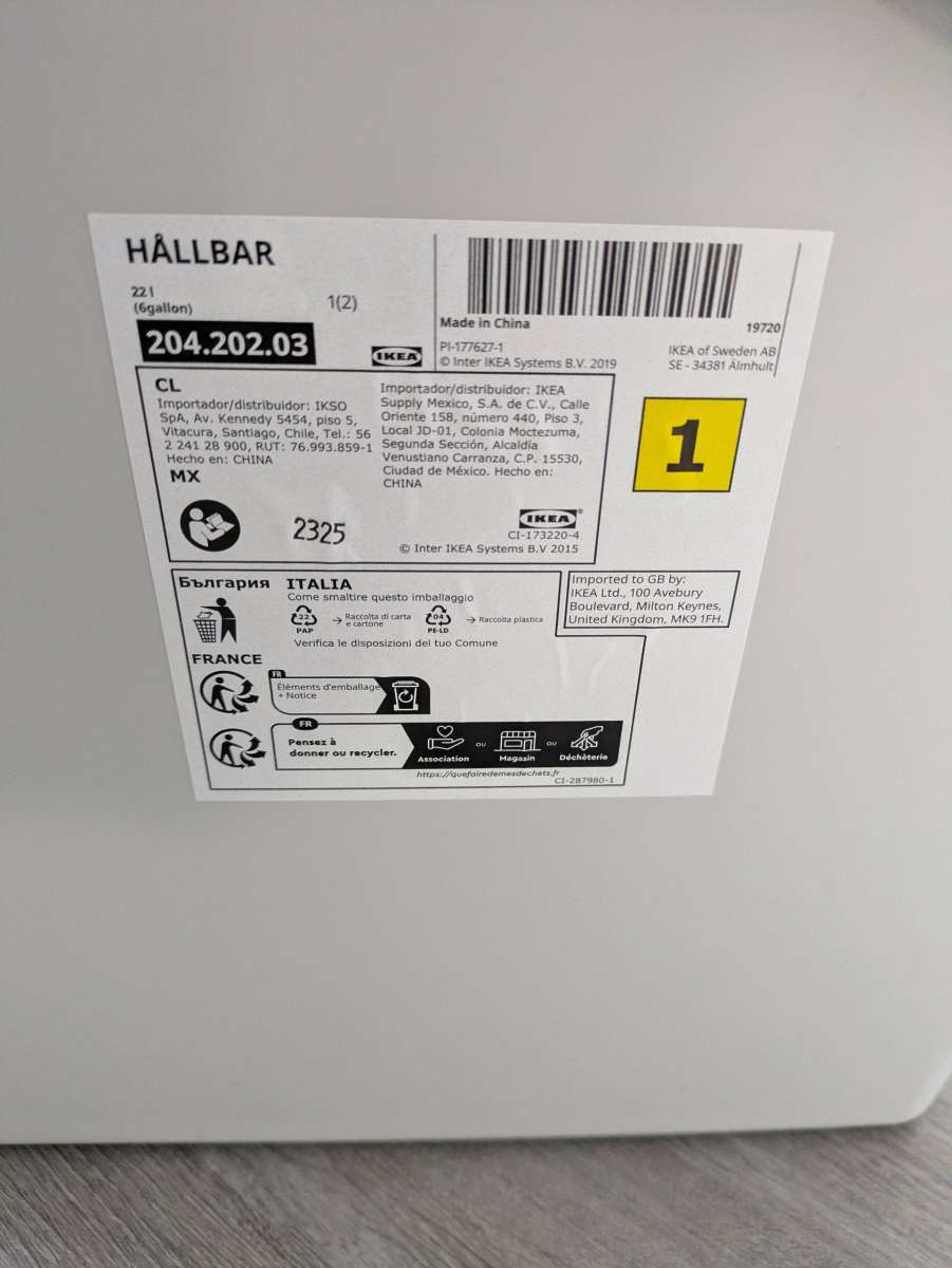 IKEA HALLBAR Bin with Lid Light Gray 6 Gallon
