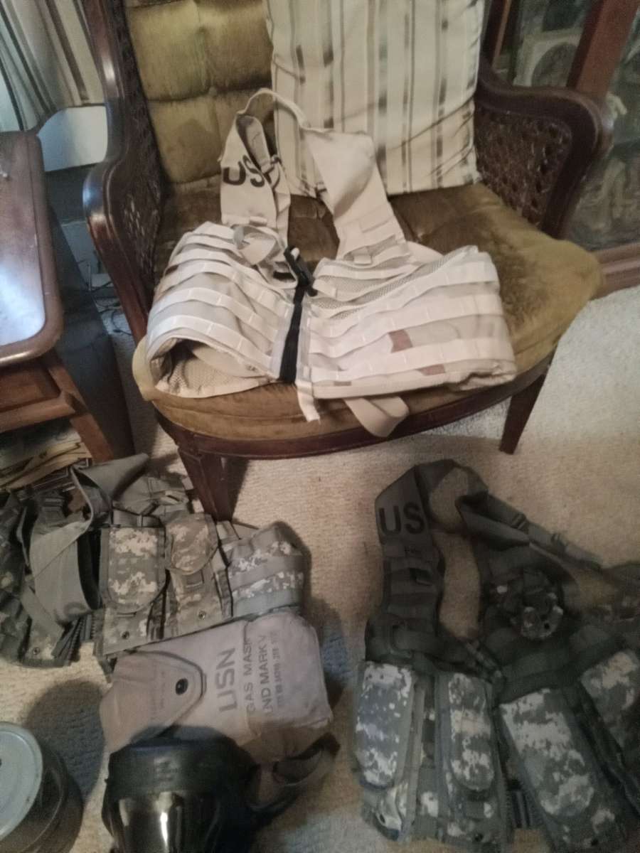 Huge Lot New Military Items  Ballistic helmet vest gas mask
