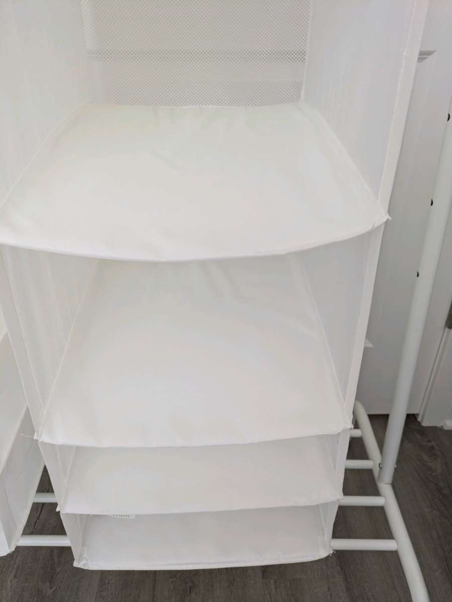 IKEA RIGGA Clothes Rack and 2 SKUBB Organizers