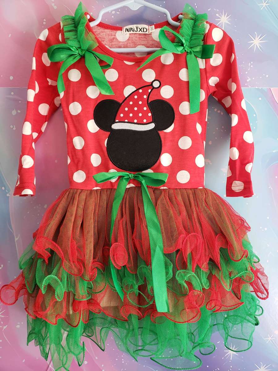 Santa Mickey Mouse Girls Christmas Dress