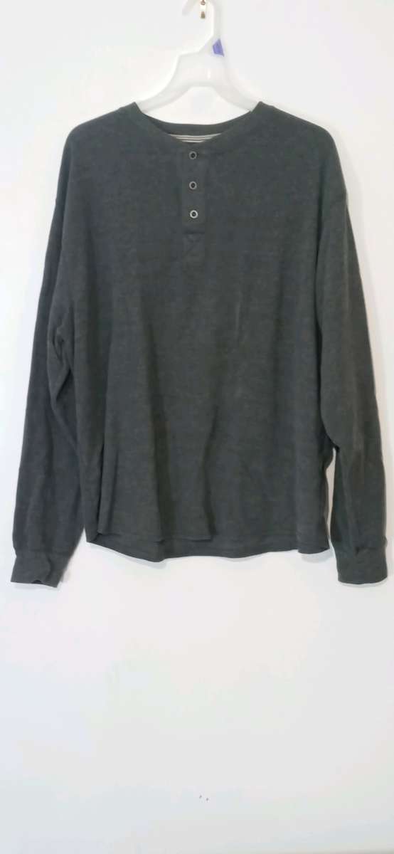 Mens Long Sleeve Waffle Dress Shirt XL