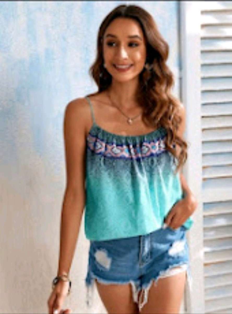 NEW BLUE TEAL LOOSE FITTING WOMENS SMALL CAMI TANK TOP