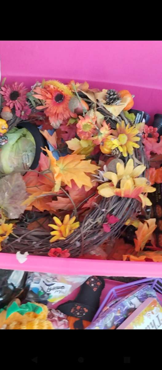 a whole tote full of Halloween and fall  items