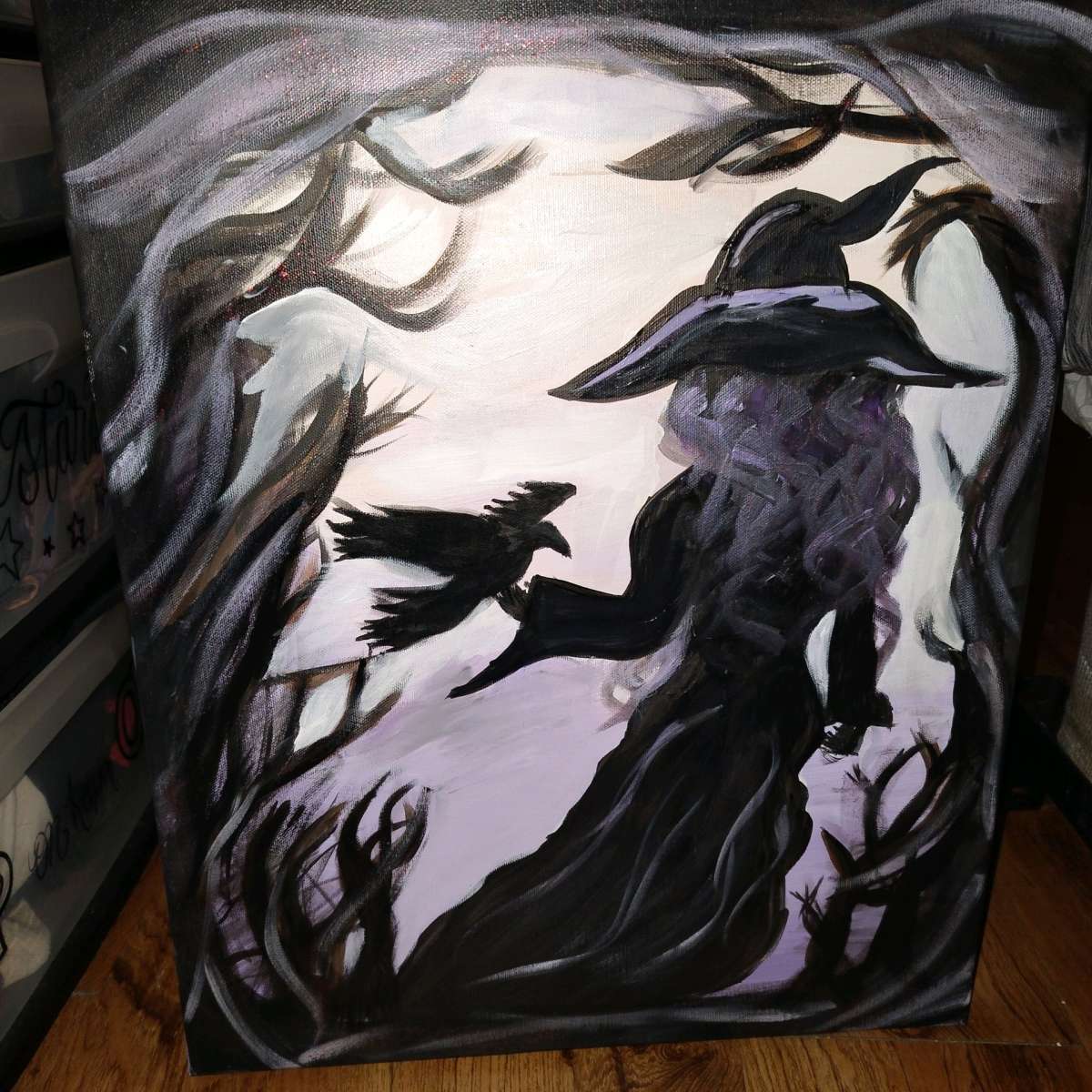 handmade purple witch painting