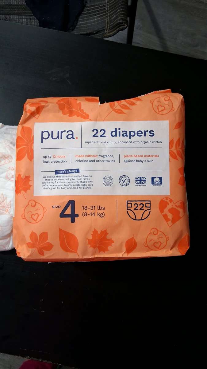 Pura diapers  size 4 count 22