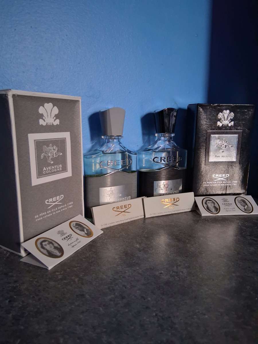 Creed Aventus Black bottle and Creed Aventus Cologne Grey