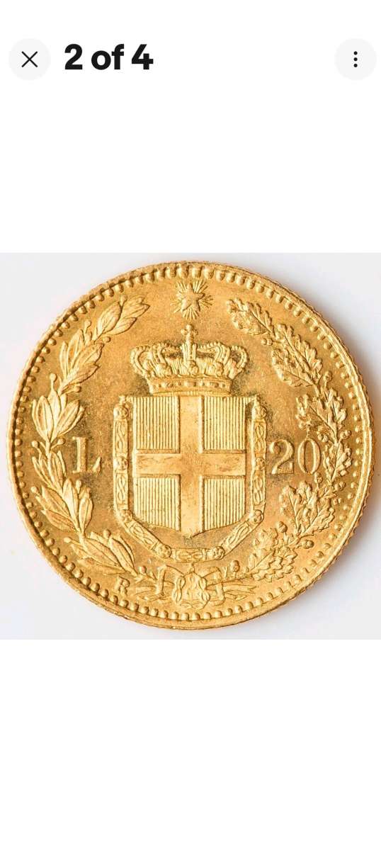 1882r 20 gold lire coin