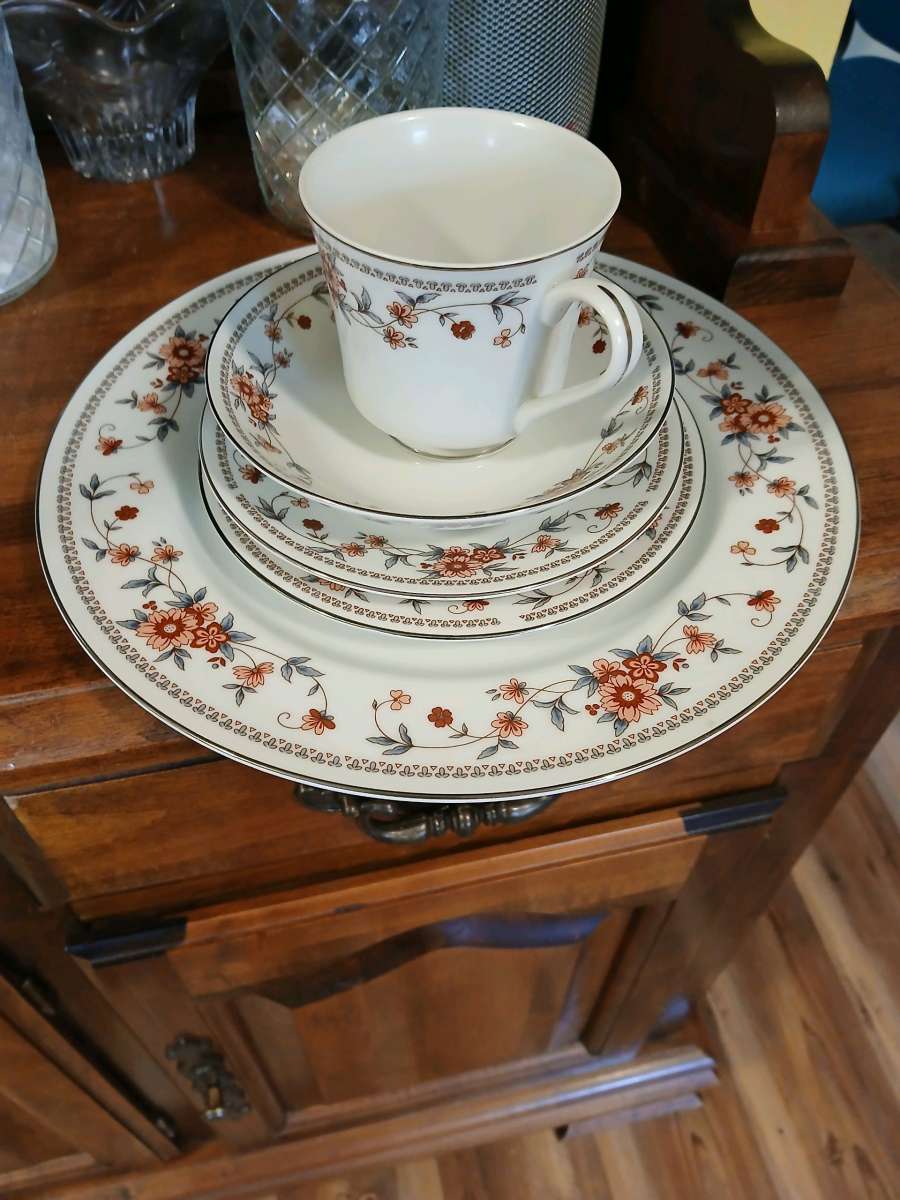 42 piece Anniversary China set 1970 1980 ara