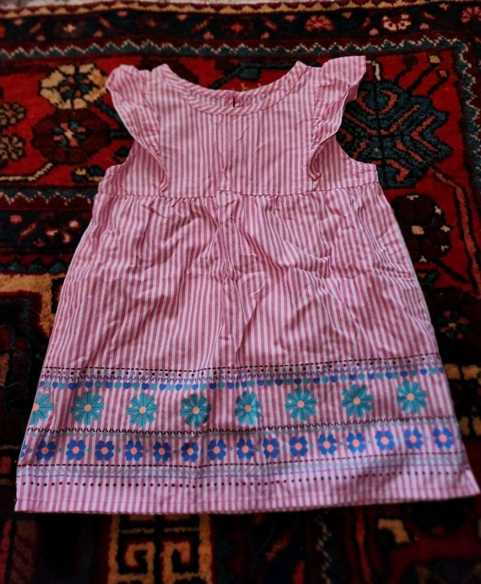 Baby stripe dress with flower accents