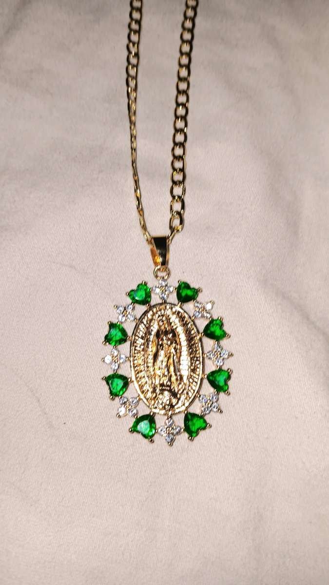 Laminated Gold Virgin Mary Necklace