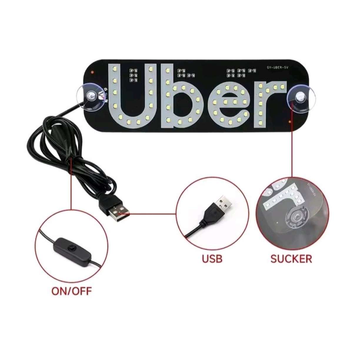 uber usb led car sign