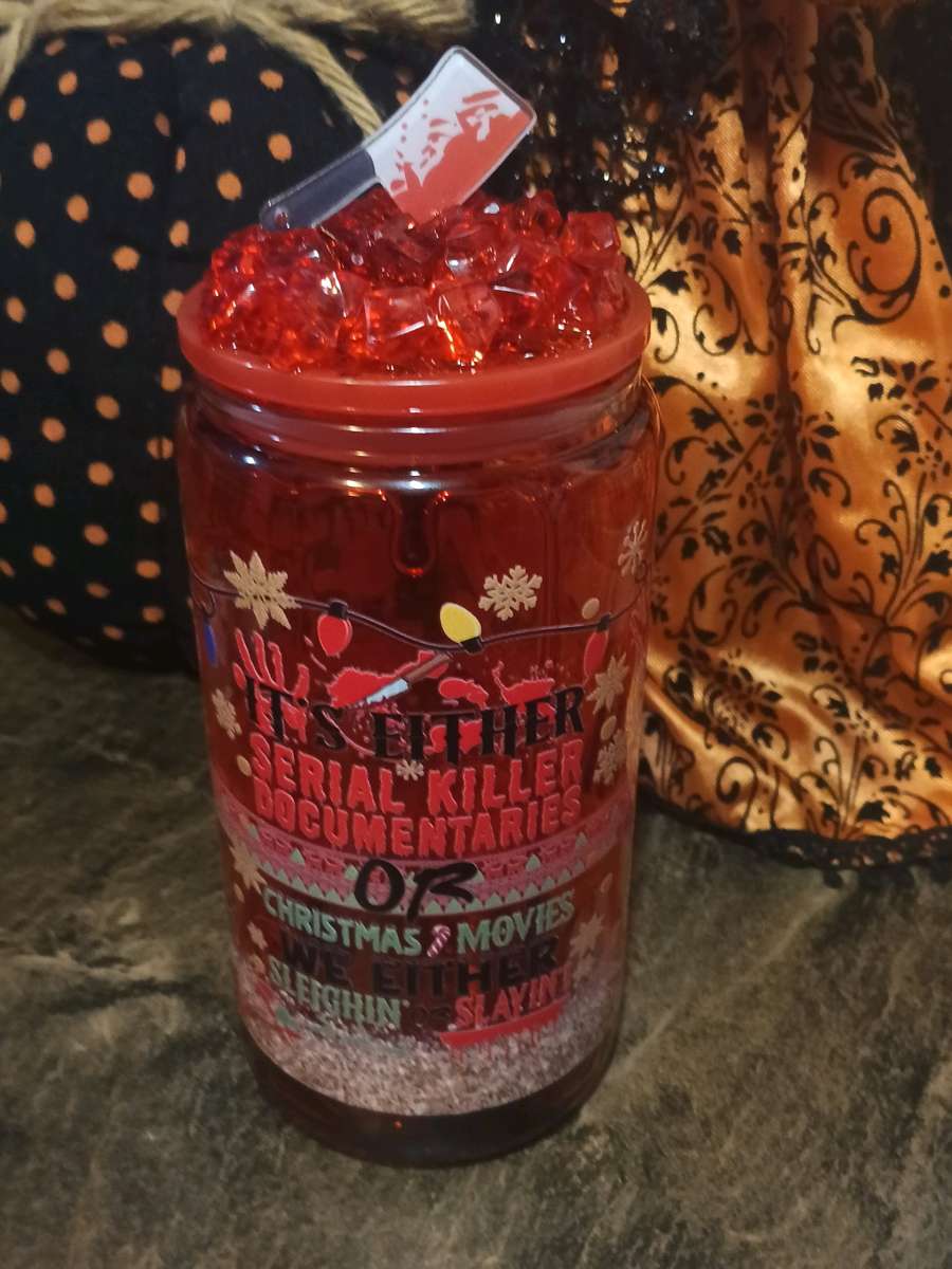 Sleighin or Slayin 16oz snowglobe tumbler