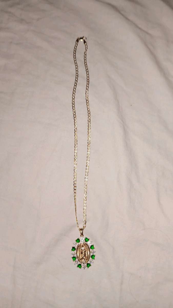 Laminated Gold Virgin Mary Necklace