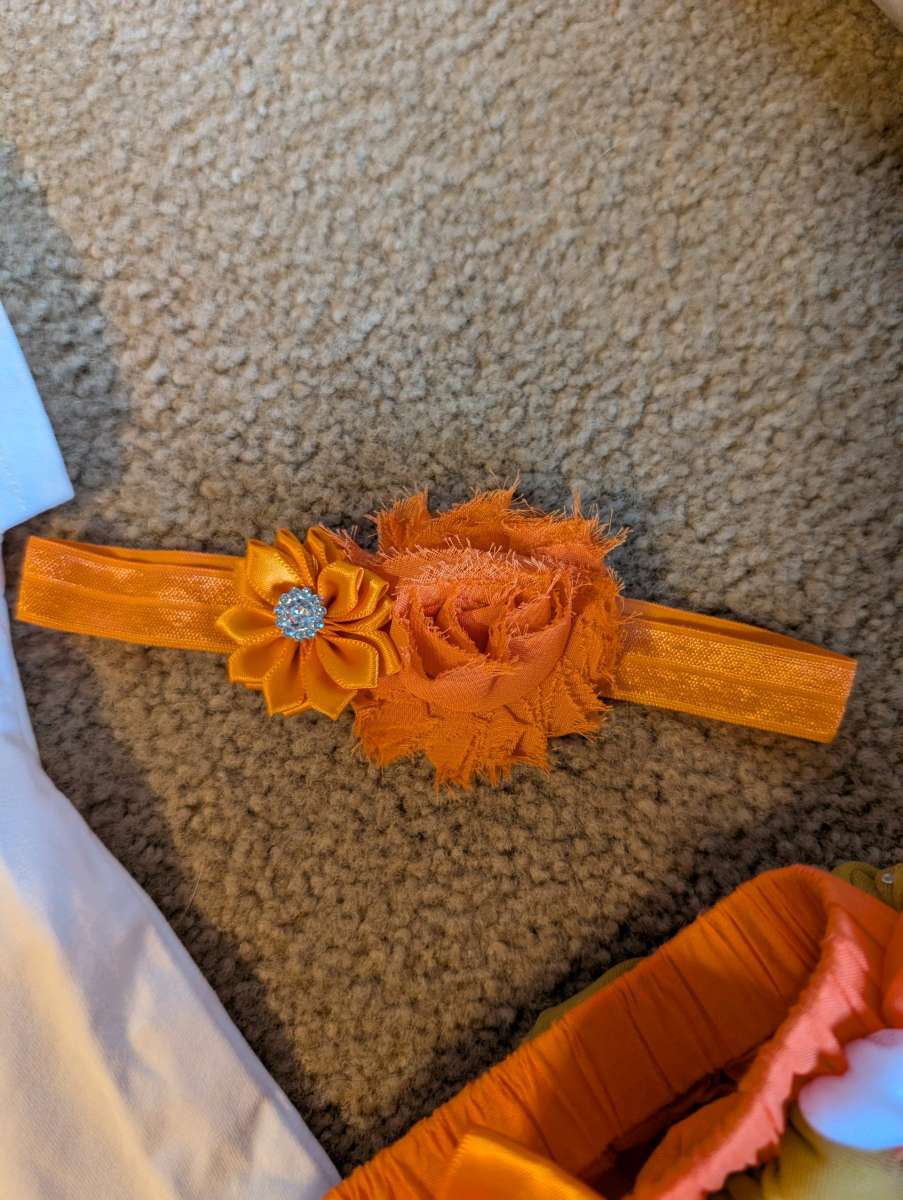 Fall pumpkin one year old baby outfit