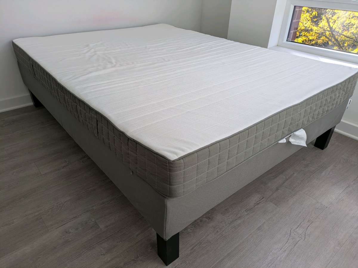 IKEA queen size ESPEVAR mattress base and MORGEDAL mattress