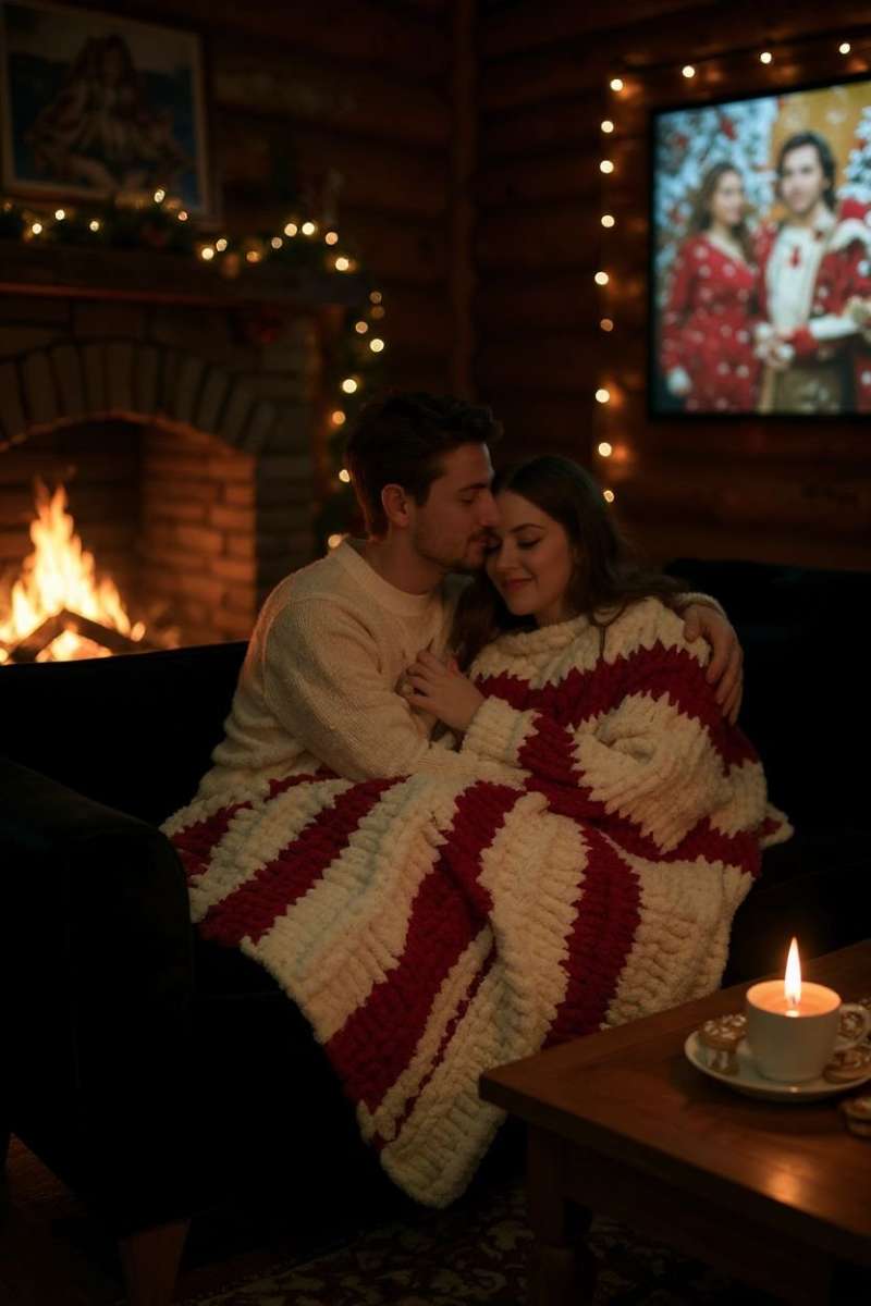 Candy Cane Cuddles Throw Blanket