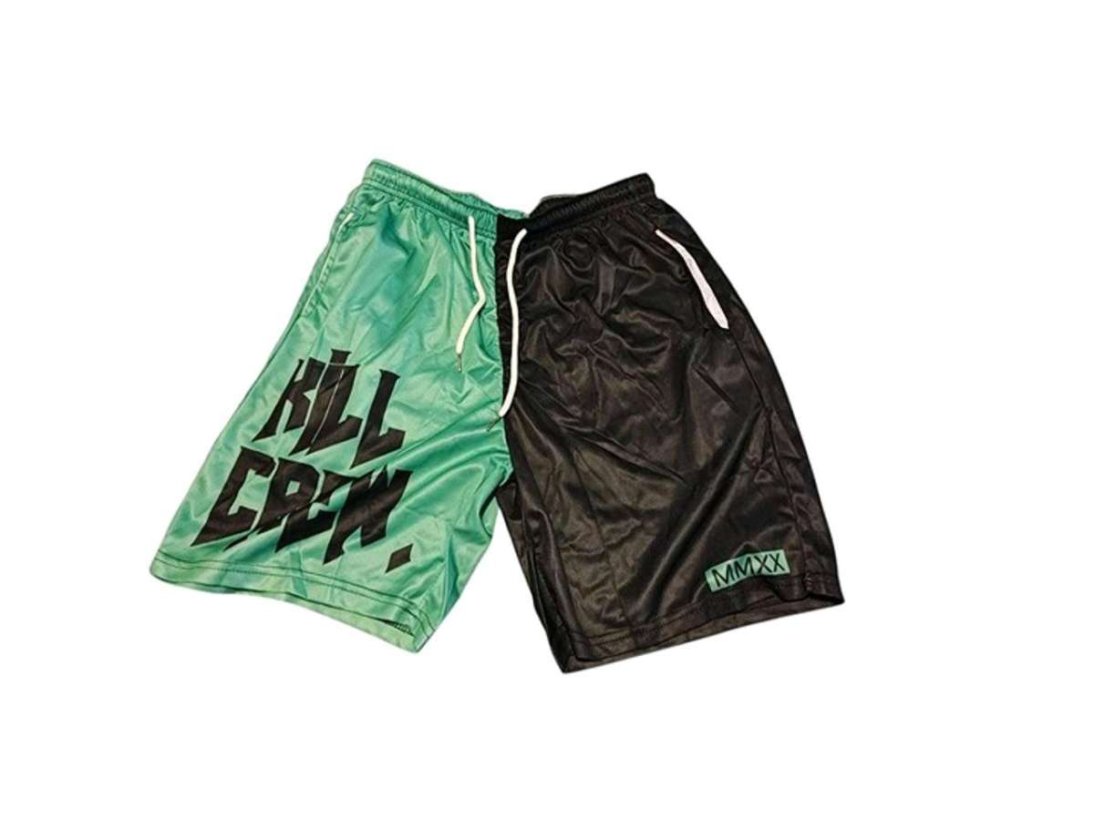 Muay Thai Shorts Mid Thigh Cut 2 Tone  Mint  Black Kill Crew
