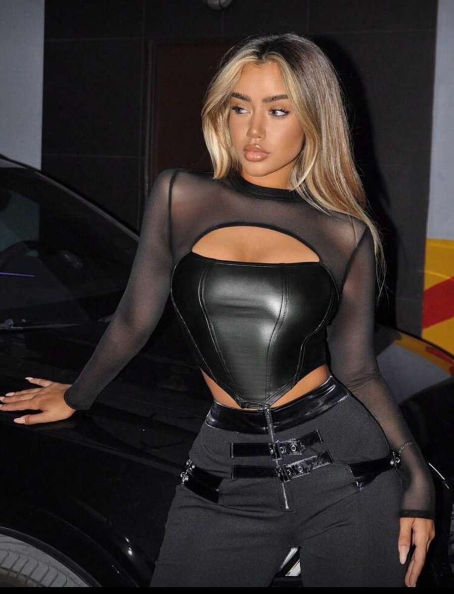 Black Sheer Long Sleeve Corset Top