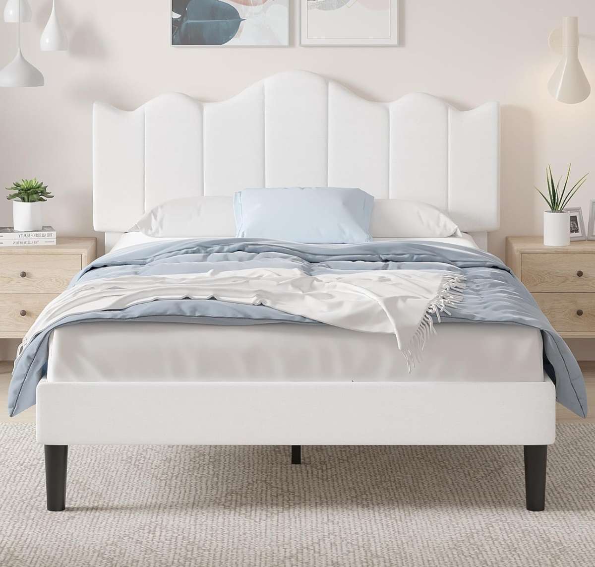 VECELO Twin Size Upholstered Platform Bed Frame