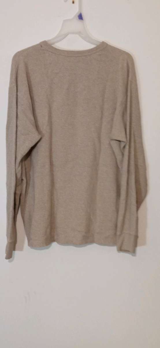 Mens Long Sleeve Waffle Dress Shirt Large