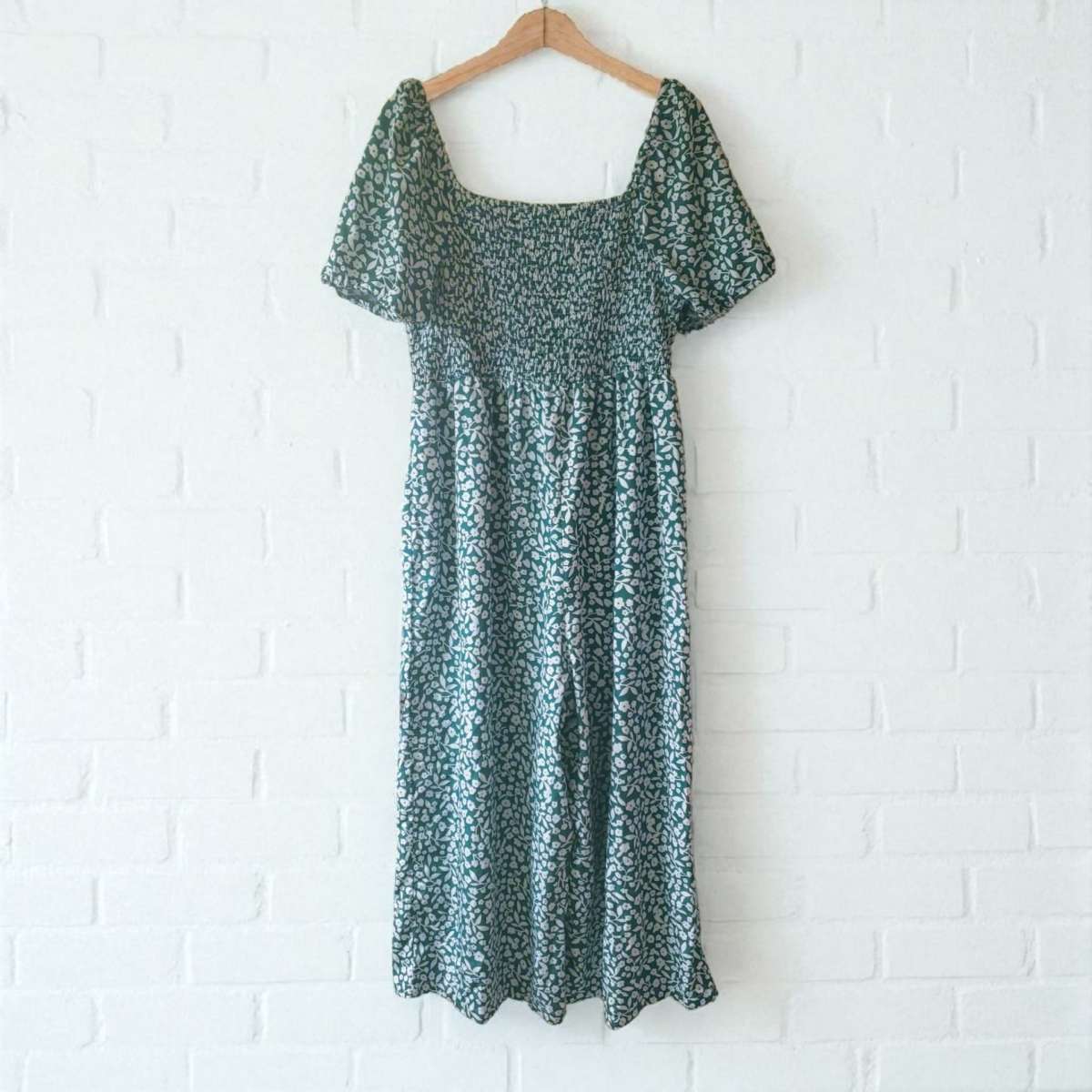 Floral Stretchy Romper with Puff Sleeves