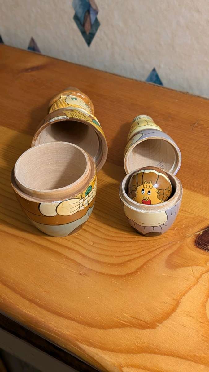 Thanksgiving Pilgrim Wooden Nesting Doll set 3 hand painted